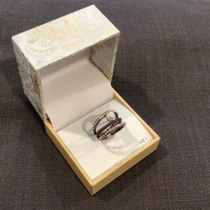 Charter Club Cubic Zirconia Pearl Stack Rings Set